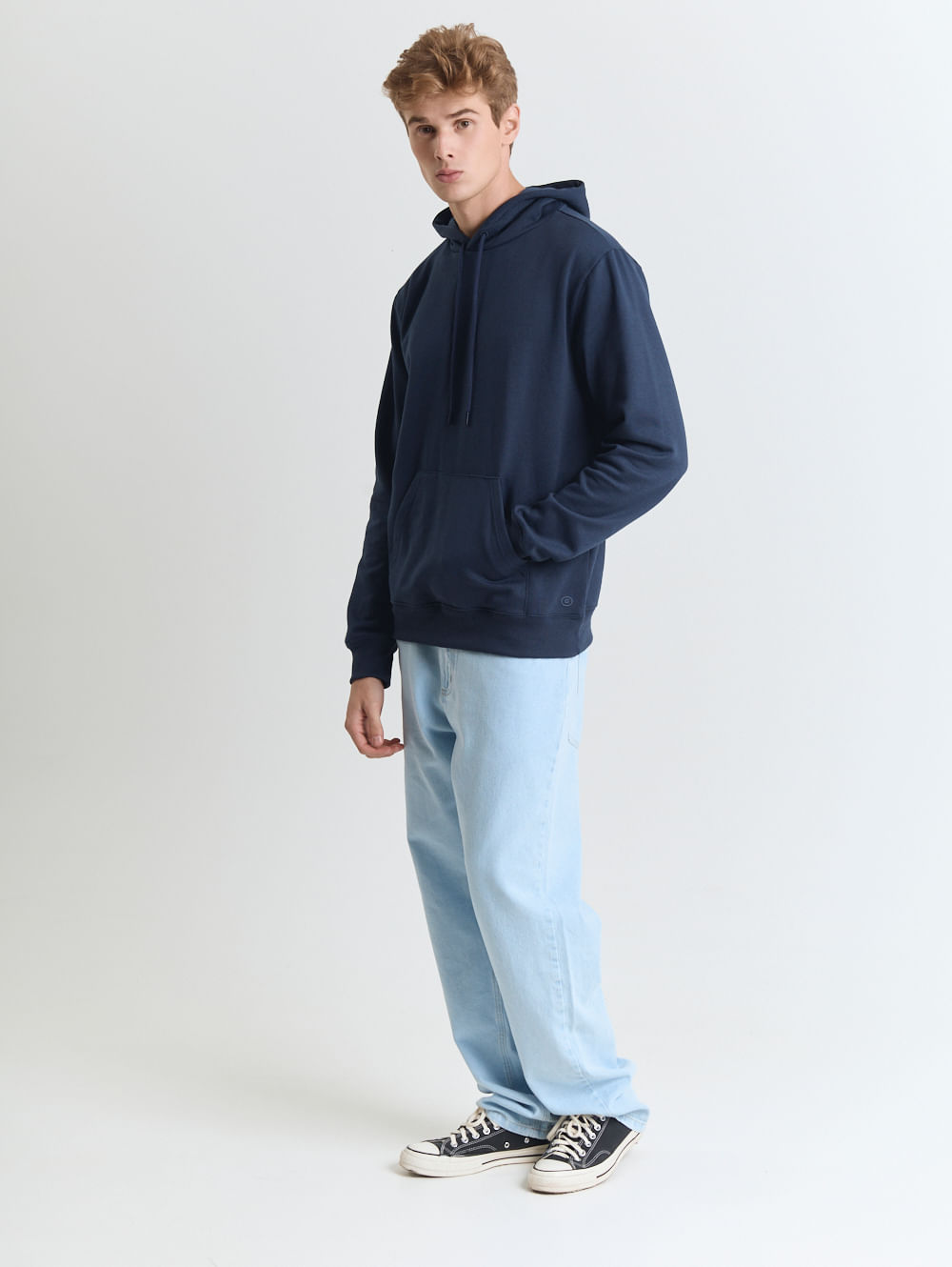 Calça jeans masculino reta five pockets azul