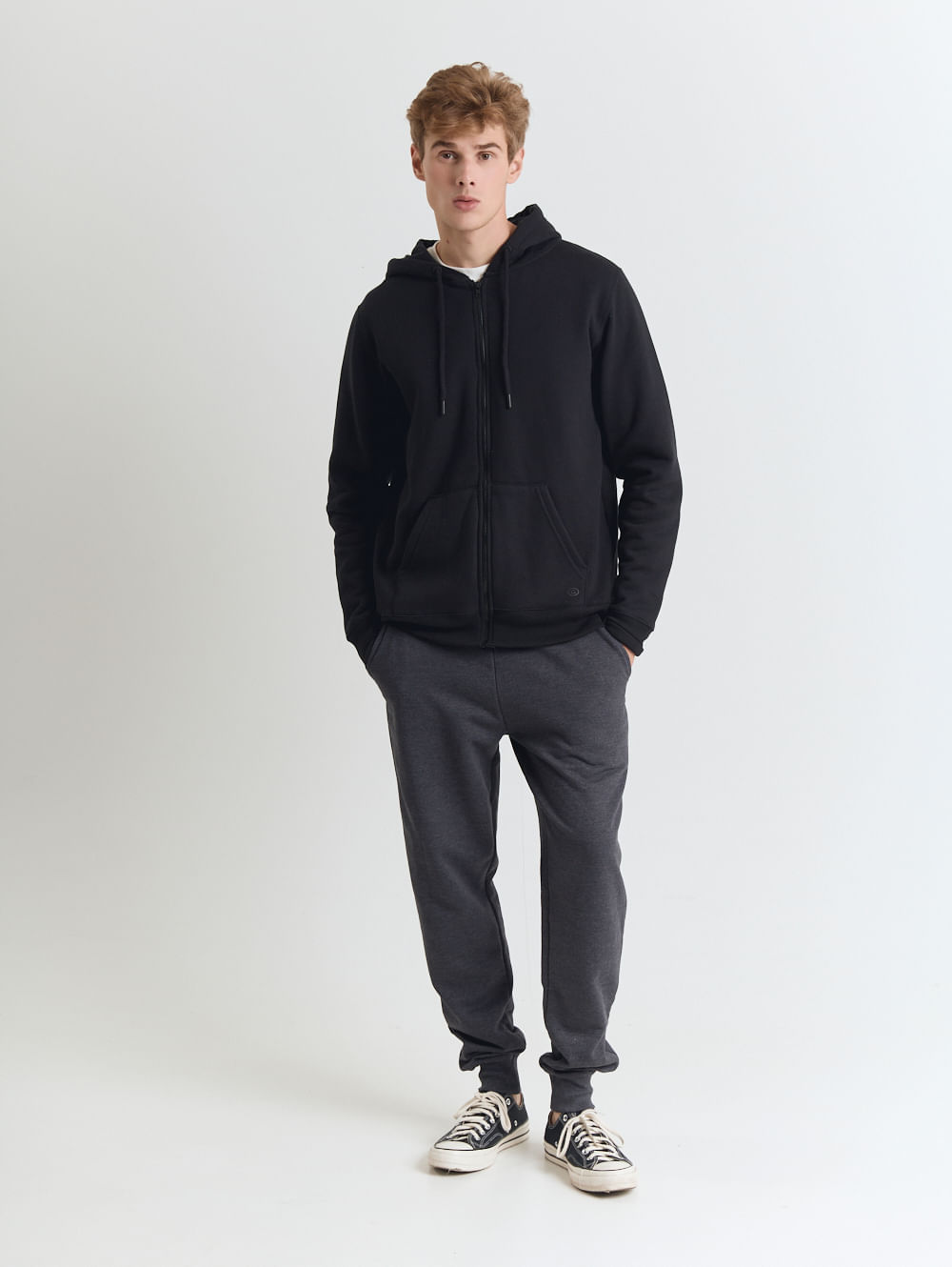 Calça básica moletom chumbo