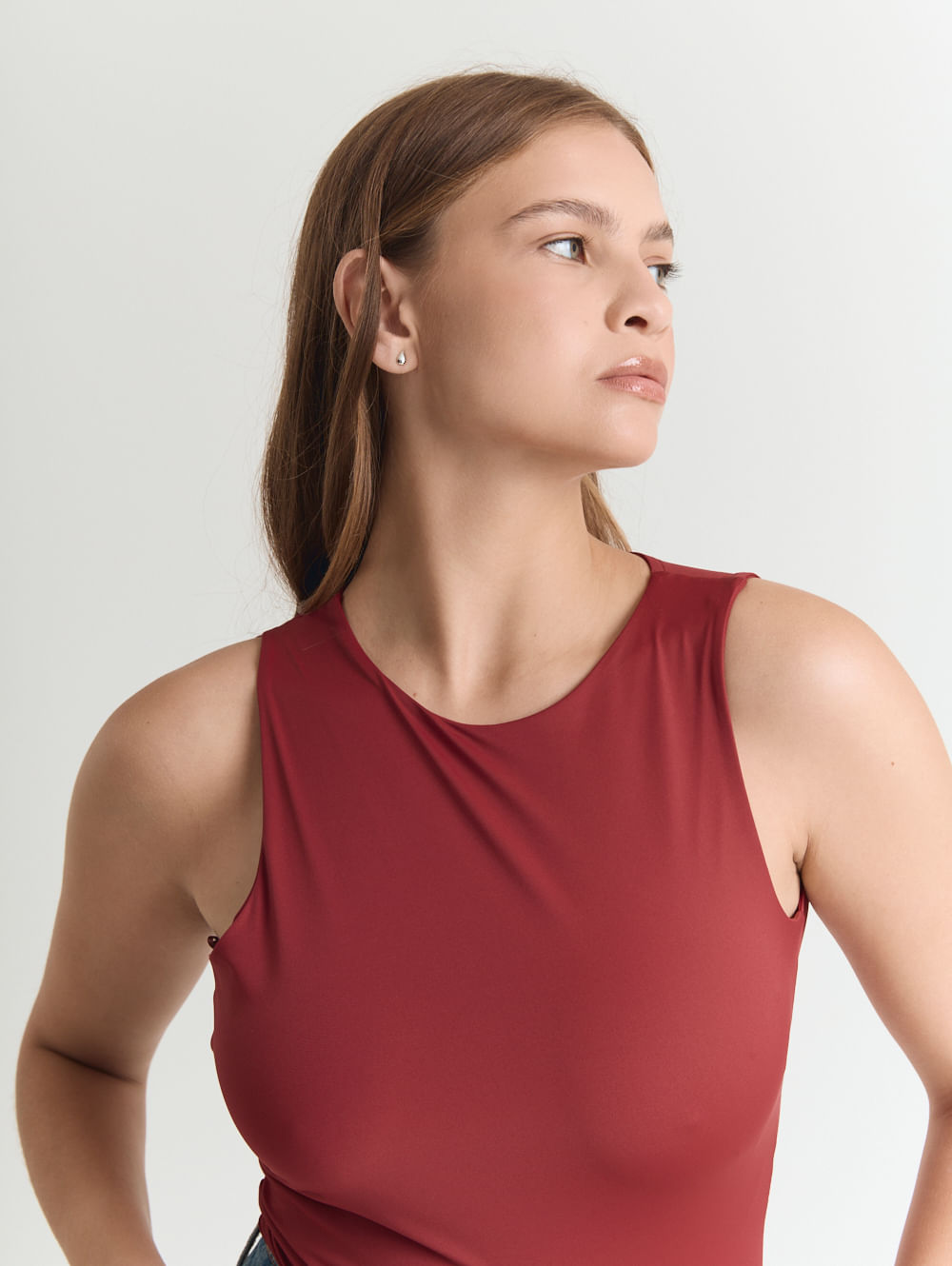 Blusa suplex feminino body cut out vermelho