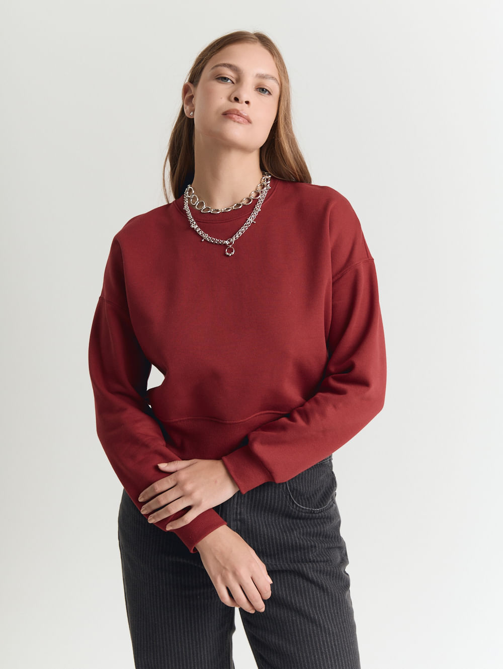 Moletom cropped vermelho