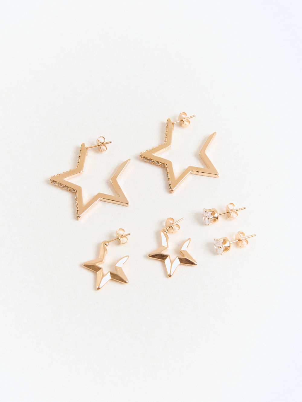 Kit 06 pares de brincos com estrelas