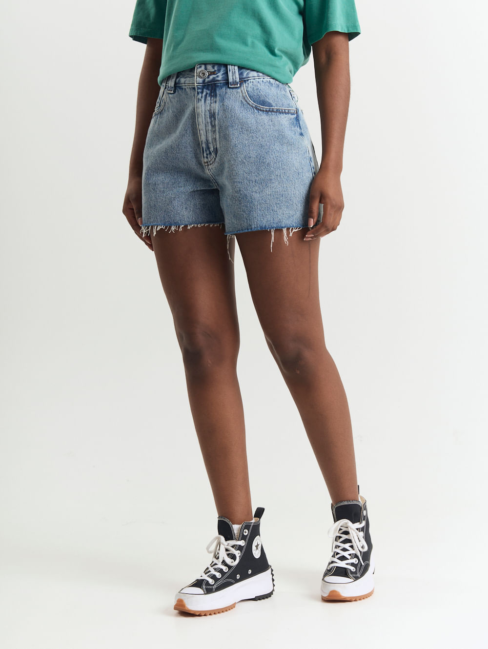 Short jeans feminino curto azul