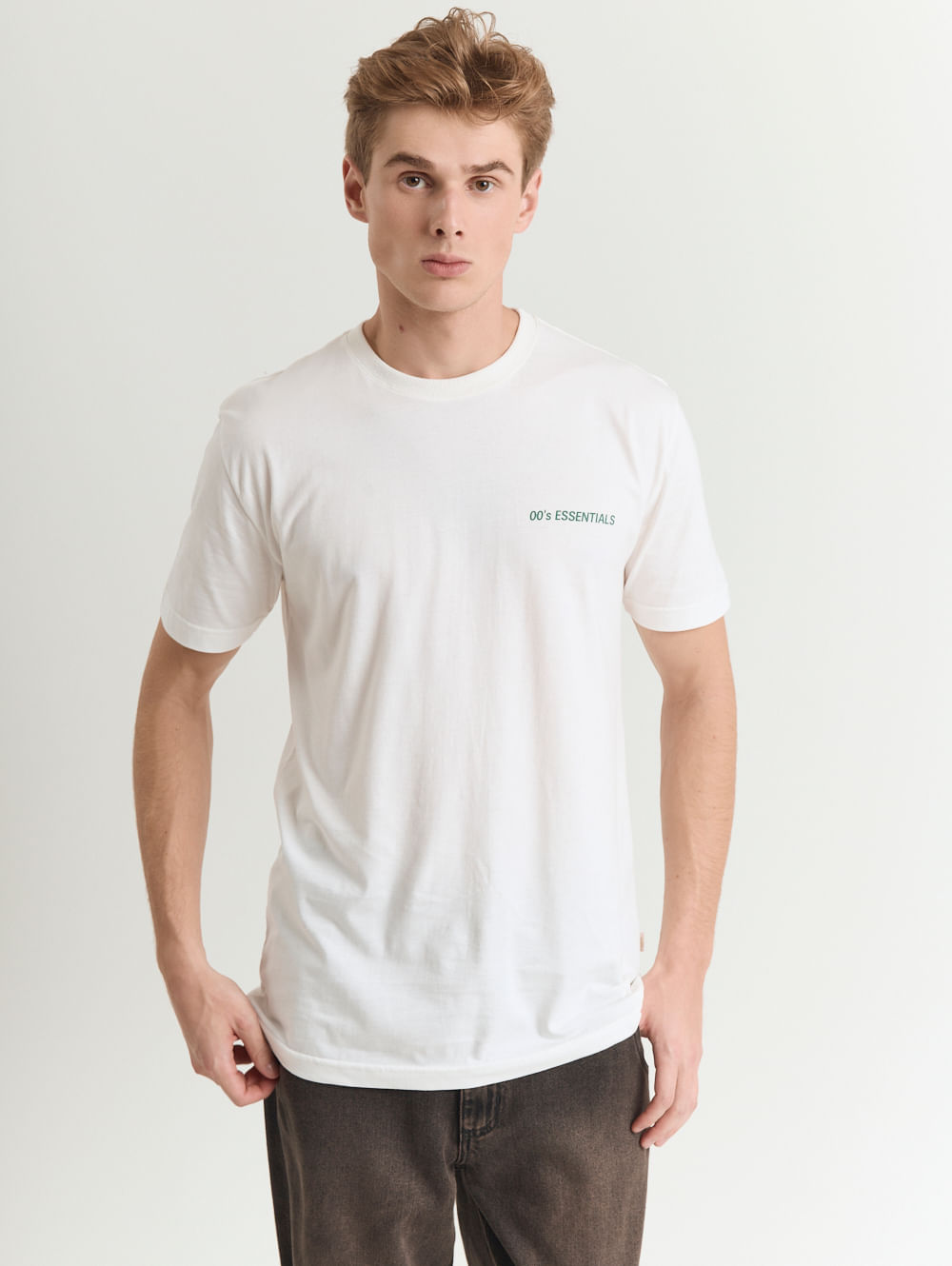 Camiseta algodão masculina essentials 00 branco
