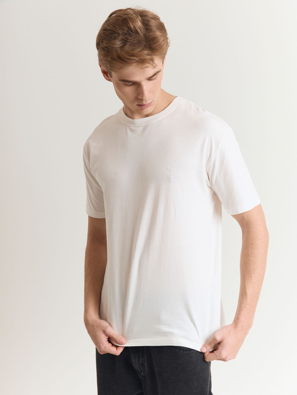 Camiseta algodão masculina básica gang offwhite