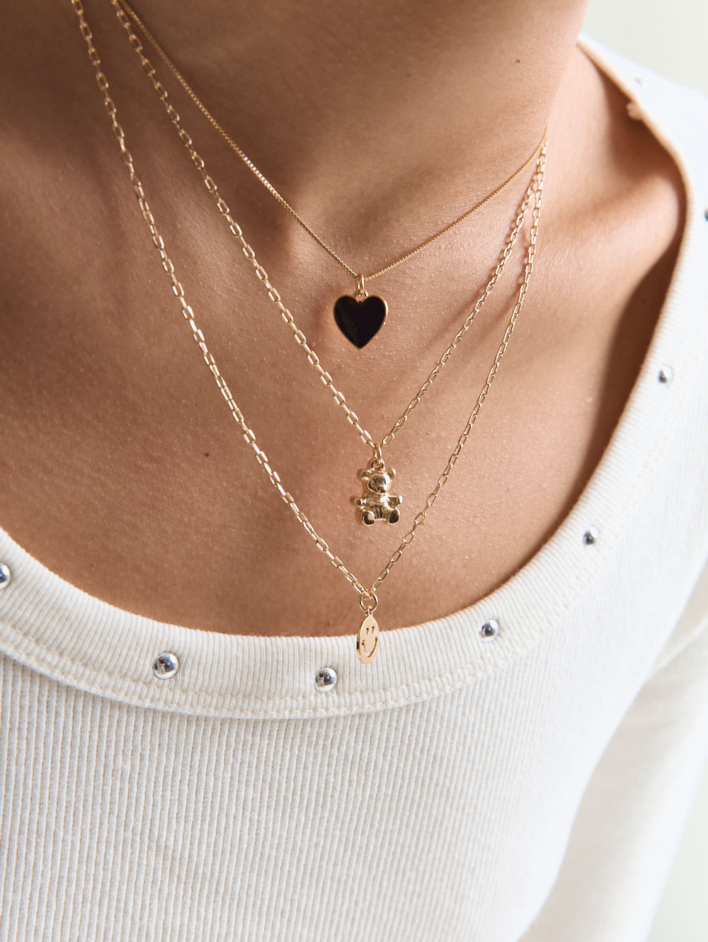 Conjunto colares urso e smile